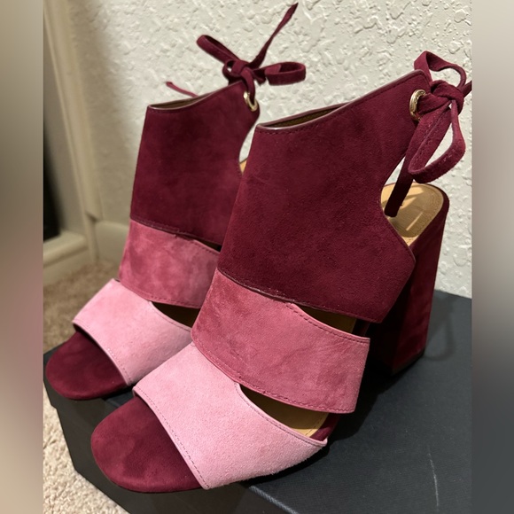 Coach - Minetta Color Block Suede Heel Pink and Burgundy - Picture 1 of 12
